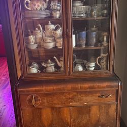 Antique One Piece China Cabinet 