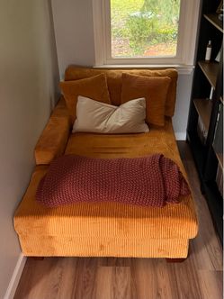 burnt yellow chaise lounge chair