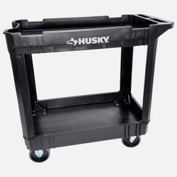 Husky 2 Tier Plastic Rolling Cart Utility Cart