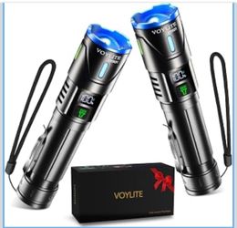 Flashlights High Lumens Rechargeable 2 Pack Super Bright 100000 LM LED Flashlight with LCD Power Display, 3 Modes, Zoomable, IP67 Waterproof for Campi