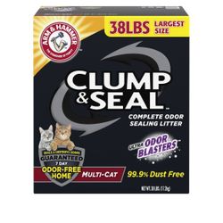 ARM & HAMMER Clump & Seal Cat Litter Multi-Cat Complete Odor Sealing Clay Clumping Cat Litter, 38 lb