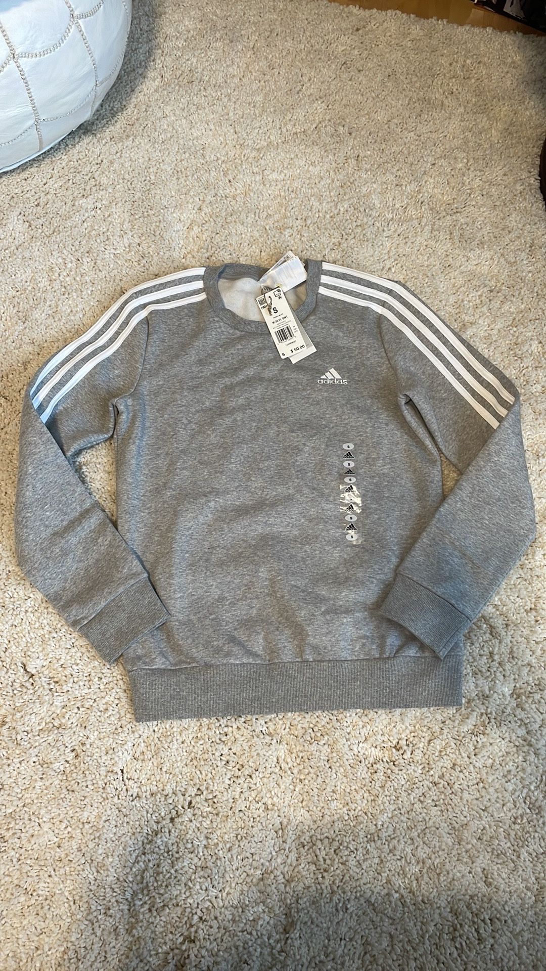 New Adidas’s Women’s sweatshirt Small Gray White W 3s Fl Swt