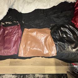 Various leather skirts