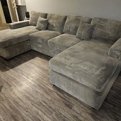 Brand New Sectional Light Grey Corduroy $499
