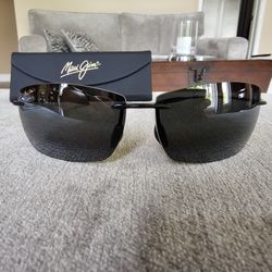 Maui Jim MJ423-02 Sport Black Rimless Wrap Sunglasses 65-13 127 Japan Brand New