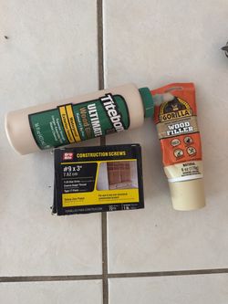 Titebond III Wood Glue, Gorilla Wood Filler and 3" Construction Screws