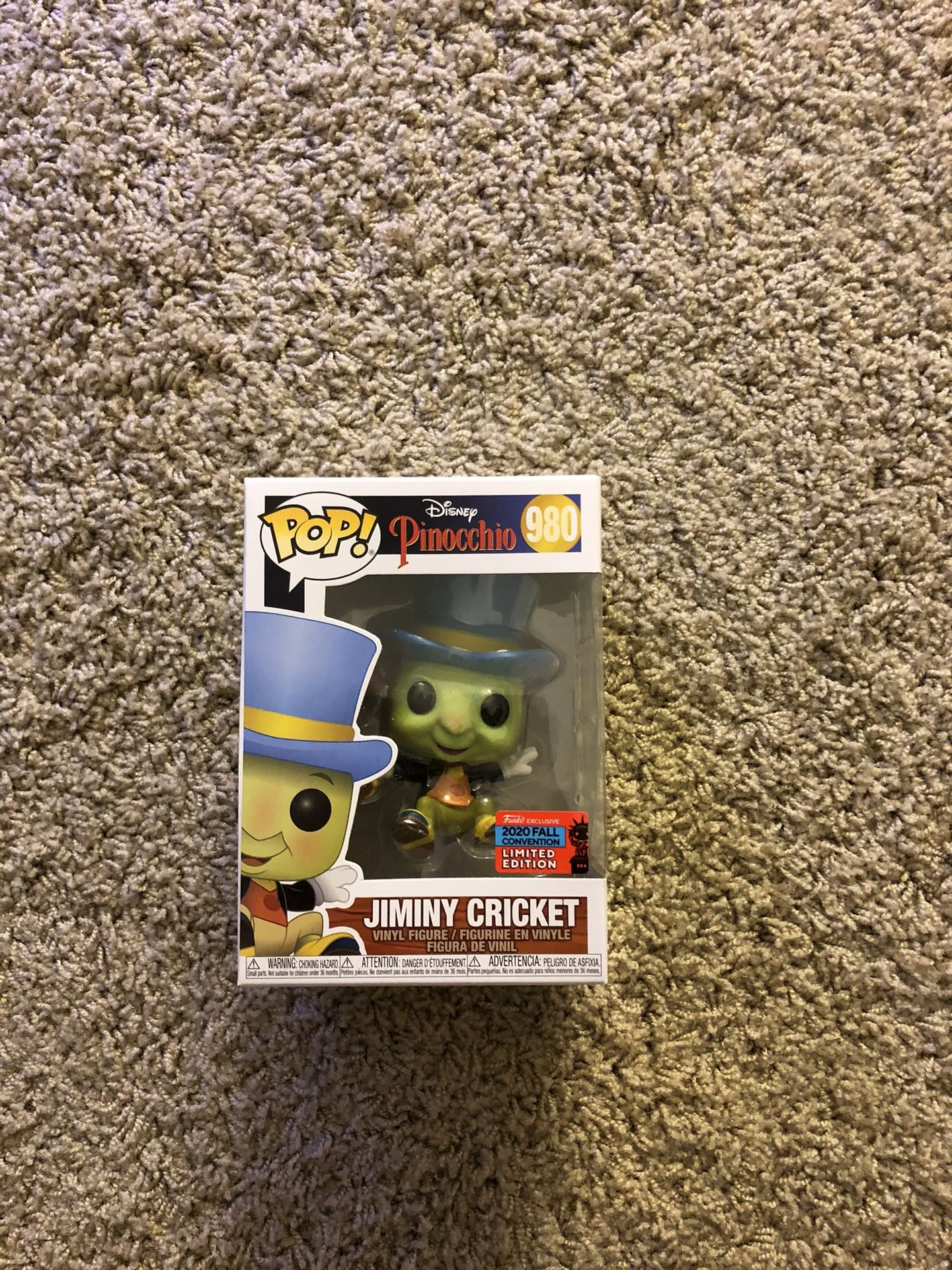 DISNEY JIMINY CRICKET FUNKO POP. AMAZON EXCLUSIVE.