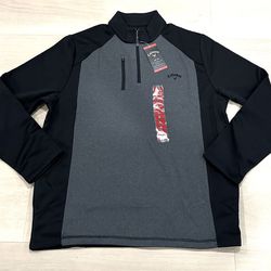 Callaway Golf Black Gray Sports Pullover 1/4 Zip Athletic Sweatshirt Mens XL New