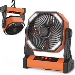 panergy Portable Camping Fan with LED Lantern, 20000mAh Rechargeable Battery Operated Outdoor Tent Fan with Light, 270° Pivot, 4 Speeds,8" Personal US