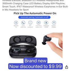 Wireless Earbuds, Bluetooth 5.0 Wireless Headphones with 3500mAh Charging Case LED Battery Display 60H Playtime, Smart Touch, IPX7 Waterproof Wireless