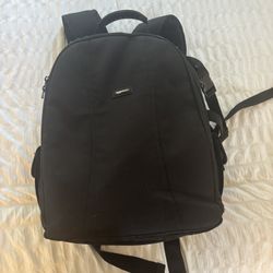 black camera backpack