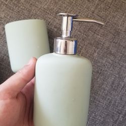 Soap Dispenser And Two Toothbrush Holders