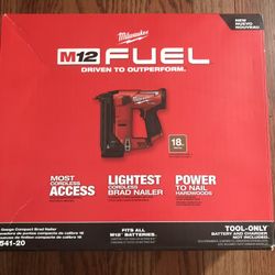 Milwaukee Fuel M12 18Ga Brad Nailer Tool Olny Brand new