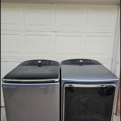 SET WASHER AND DRYER KENMORE STAINLESS STEEL BOTH ELECTRIC LARGE CAPACITY 6.2  CU GOOD WORKING CONDITION 