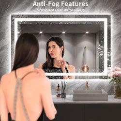 LED Light Mirror for Bathroom, Anti-Fog Bathroom Vanity Mirror,  Lighted Mirror, Tempered Glass