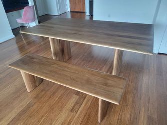 West Elm Anton Solid Wood Dining Table + Bench