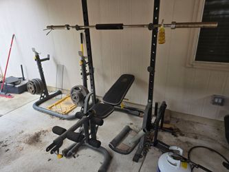 Golds Gym Squat Rack Bench and Weights