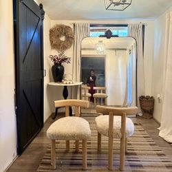  CB2 /Crate and Barrel Shearling Perle Chairs  By Goop Set Of 2