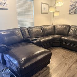 Brown Leather Sectional 