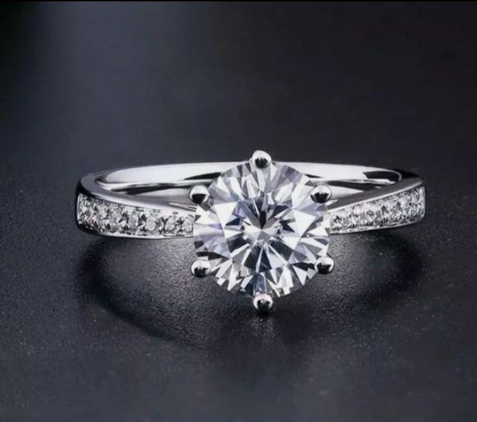 1 Carat Wedding Engagement RING Round Cut Halo 14K White Gold SIZE 7 Certification Gift Box