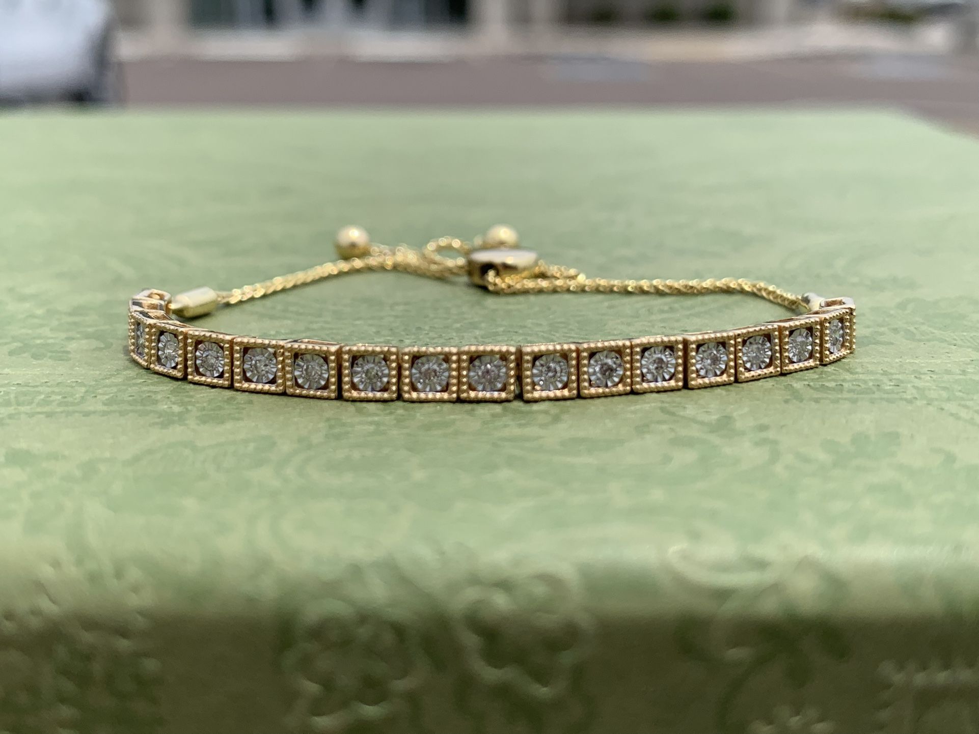 10K Yellow Gold Diamond Bolo Tennis Bracelet