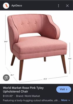 Set of 2 World Market Rose Pink Accent Chairs – Mid Century Modern