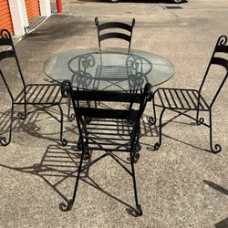 Heavy Cast-Iron Dining Table With Chairs