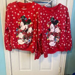 2 Disney Mickey Mouse Christmas Sweaters  LIGHTS DO NOT Work