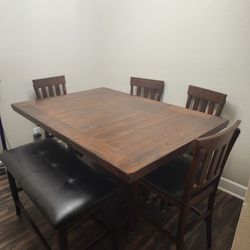 6 Seater Dining Table, With Extention And Bench