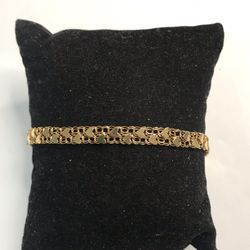 14k 14kt Yellow Gold Heart Ladies Bracelet Size 6.5