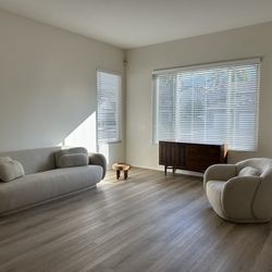 Boucle Fabric Curved Sofa Set 