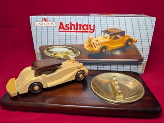 Vintage Castleton  / Ash Tray with 5" Antique Woodie Car Vintage Castleton  / Ash Tray with 5" Antique Woodie Car 