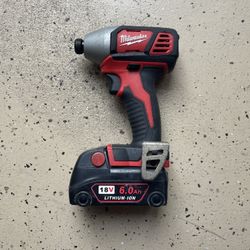 Milwaukee M18 18V 1/4 Inch Impact Driver With 6Ah Battery and LED Lighting Array