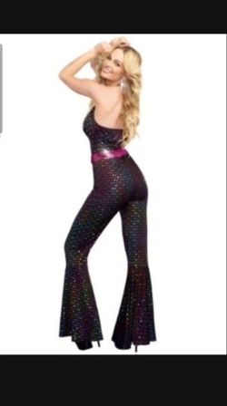 Halloween Adult Costume Sexy 70s Outfit Size Medium  COLOR IS CHARCOAL  Similar As Pictured
