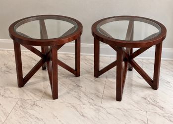 3-Piece Glass Top Coffee & End Table Set