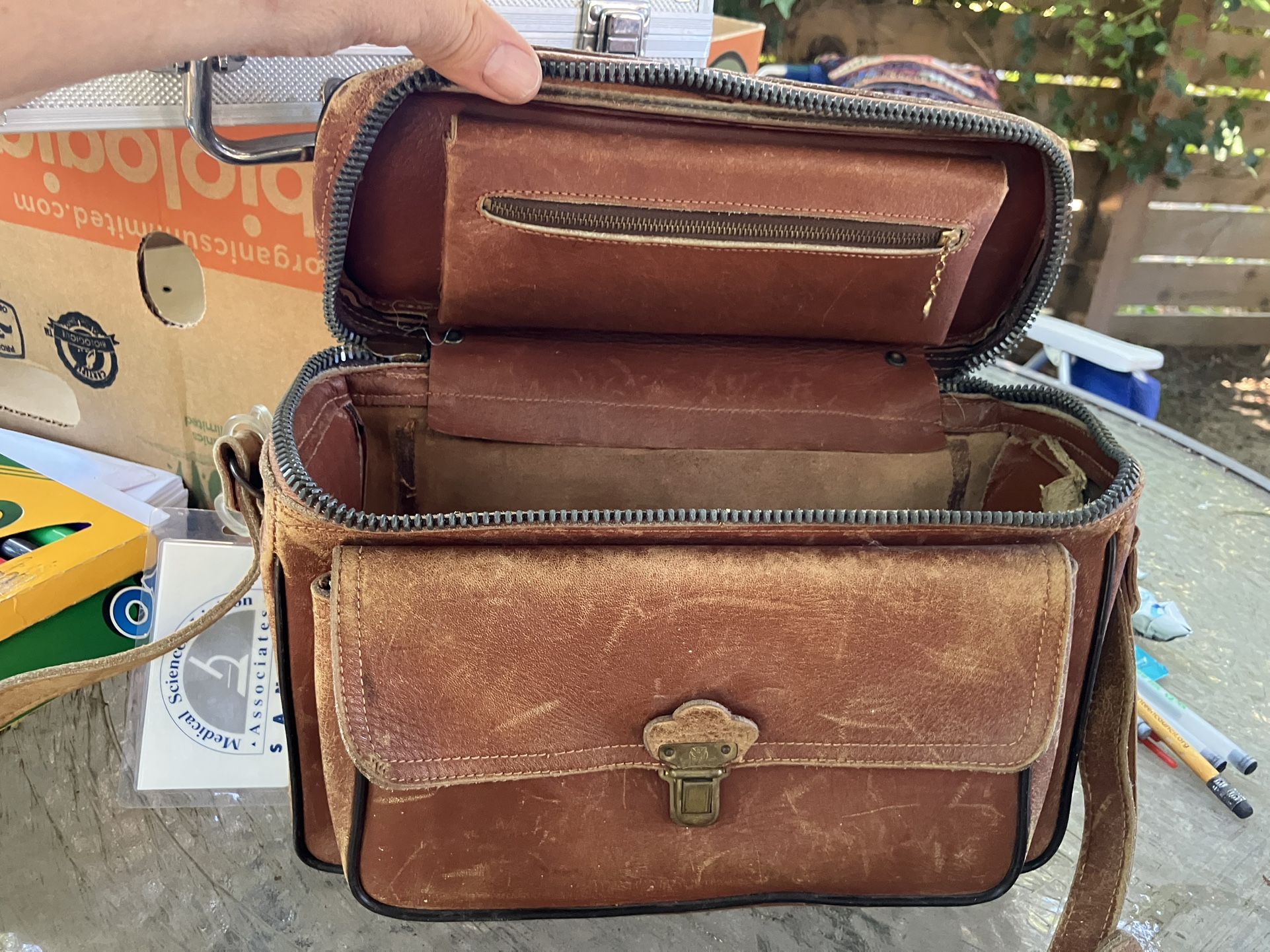 Cool Old Leather Camera Bag.