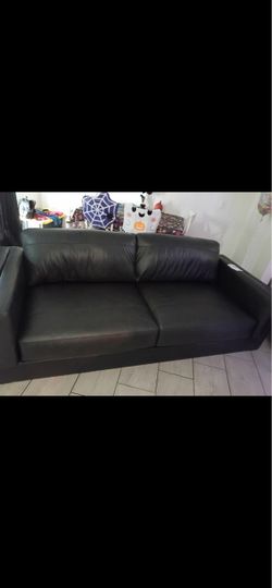 Black Leather Two-Seat Sofa