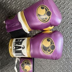 Grant Boxing Gloves – Purple & Gold, Lace-Up, Premium Leather