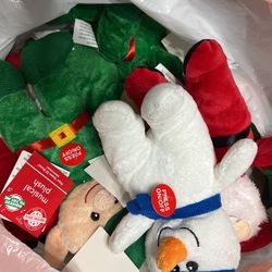Music Playing Stuffed Animals Santa Elf And Snowman