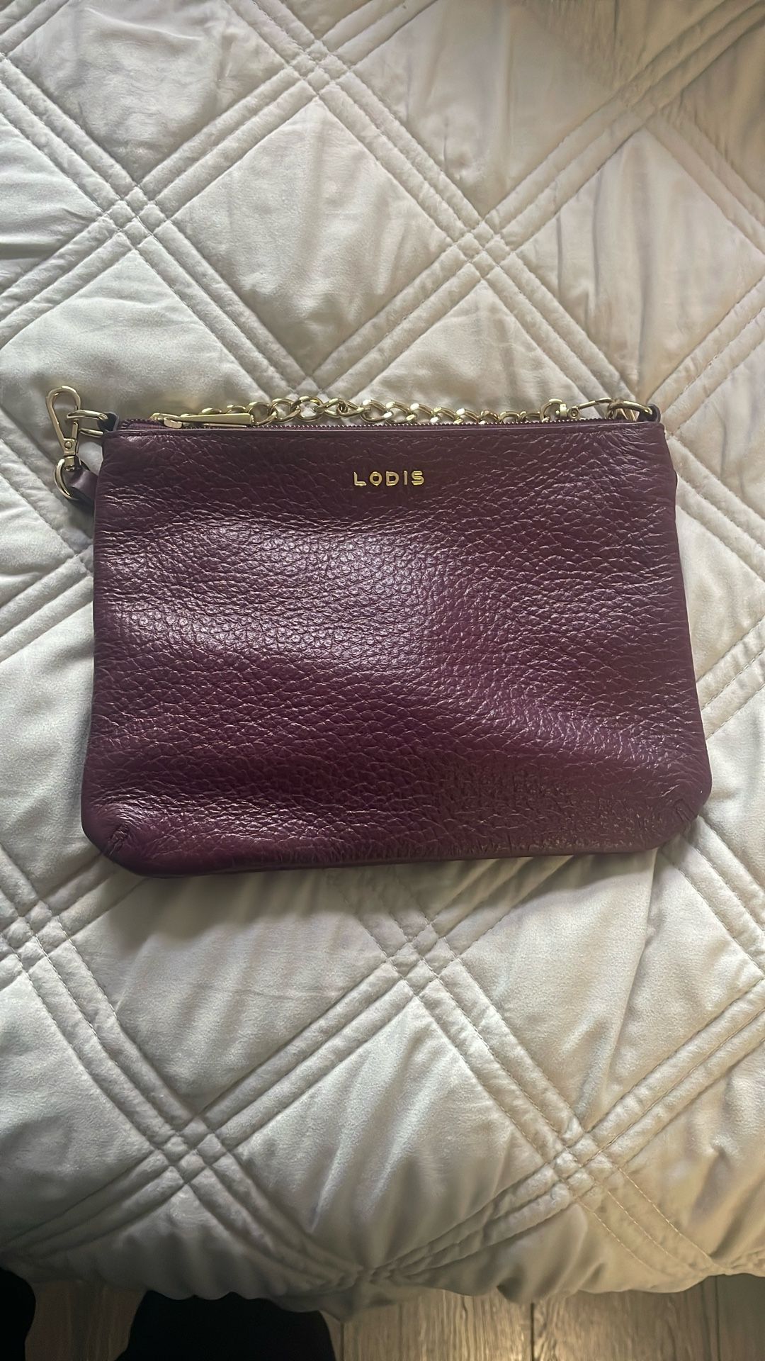 Lodis Handbag Women S Cranberry Pebble Leather Chain Strap Purse Shoulder Bag