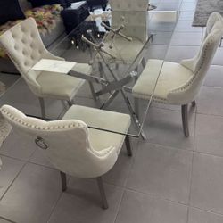 GLASS SILVER DINING TABLE for Sale
