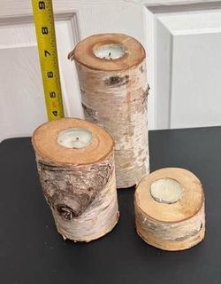 Boho Recycled Real Wood Candle Holders just $10 for all