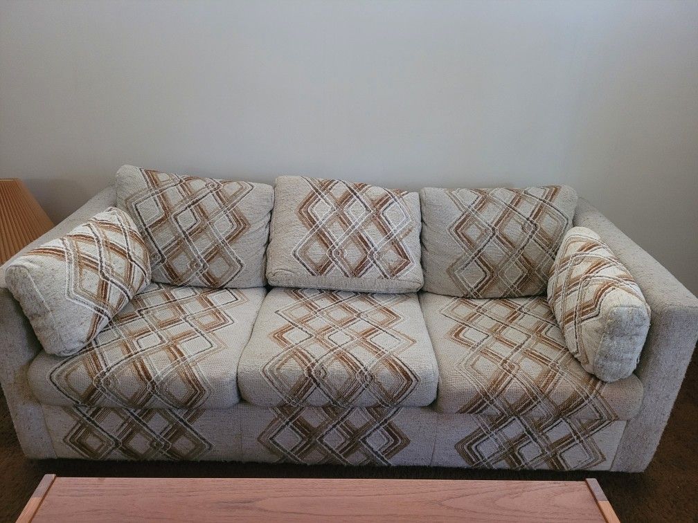 Beige Geometric Patterned Sofa