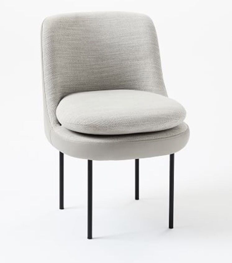 West Elm Leather Back Gray Chair