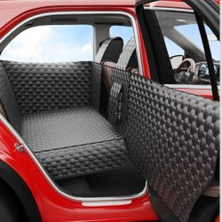 Dog Car Seat Cover for Back Seat, Waterproof Back Seat Extender for Dogs with Door & Headrest Protector, Hard Bottom Hammock Holds 420lbs, Non-Slip Pe