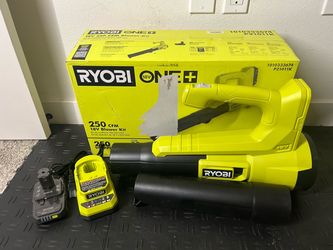 RYOBI ONE+ 18V 90 MPH 250 CFM Cordless Battery Leaf Blower/Sweeper with 2.0 Ah Battery and Charger