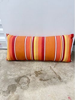 Sunbrella Brand Striped Rectangular Lumbar Pillow Orange Red Yellow White