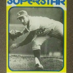1980 Superstar Sanford Sandy Koufax Brooklyn Los Angeles L.A. Dodgers #14 Pitcher Baseball Card Vintage Collectible Sports MLB Special