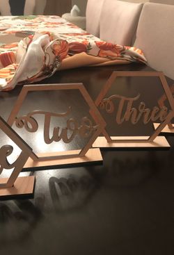 Wood carved table numbers