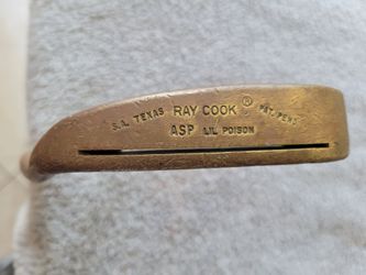 Vintage Ray Cook "Asp / Lil Poison" Brass Putter - S.A. Texas - Pat. Pend. - Original Grip. R/H
